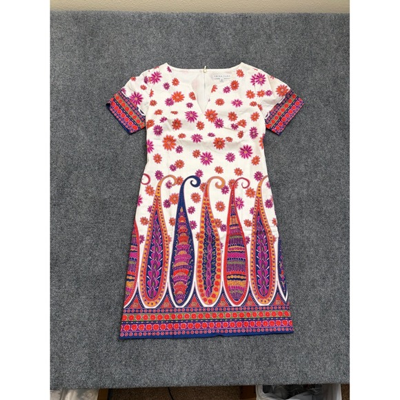 Trina Turk Dresses & Skirts - Trina Turk Floral Paisley Border Print Shift Dress White Pink Orange Size 2